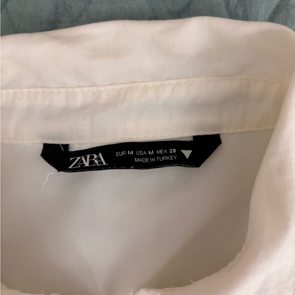 Zara White Button-Front Linen Dress - Picture 3 of 6